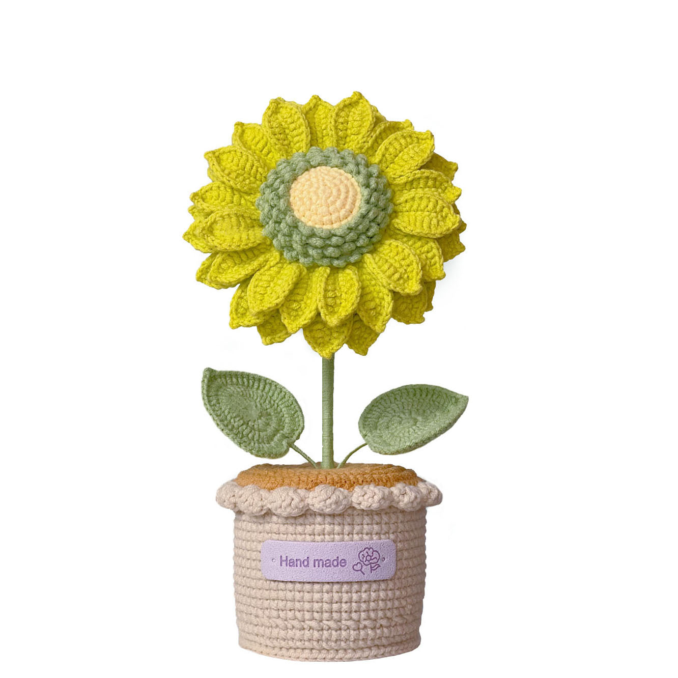 Rotating Crochet Sunflower Bouquet - Handmade Potted Plant Gift