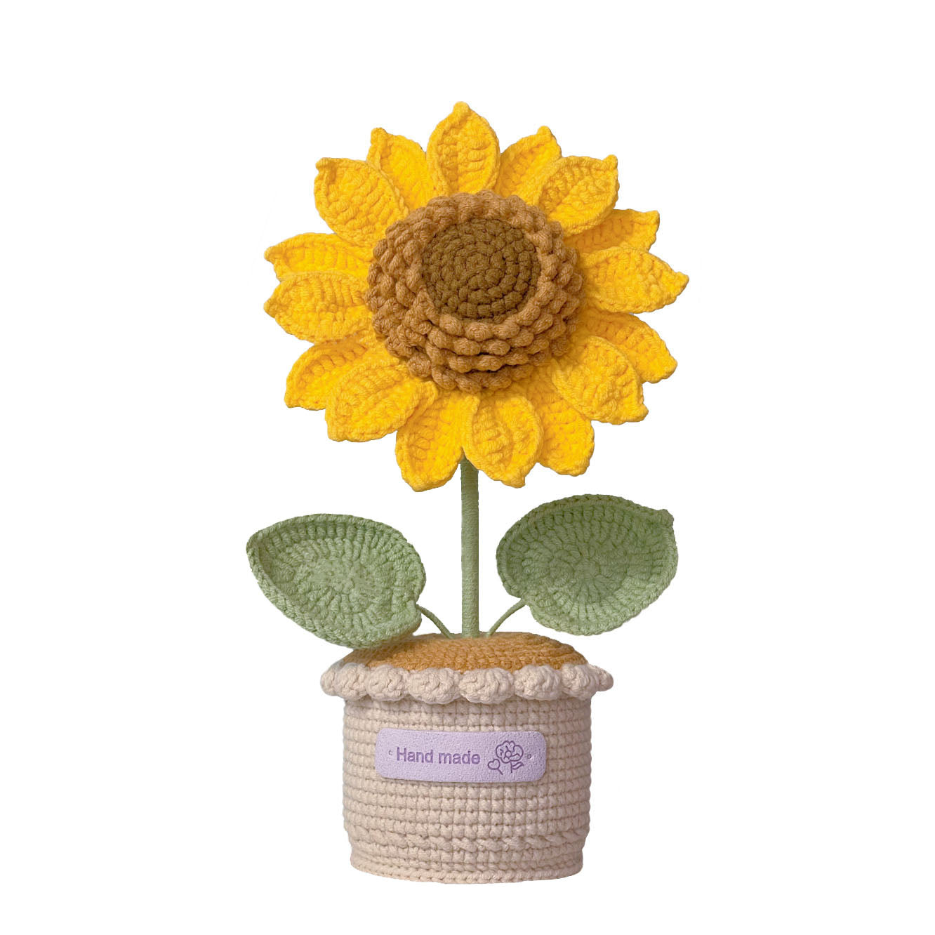 Rotating Crochet Sunflower Bouquet - Handmade Potted Plant Gift