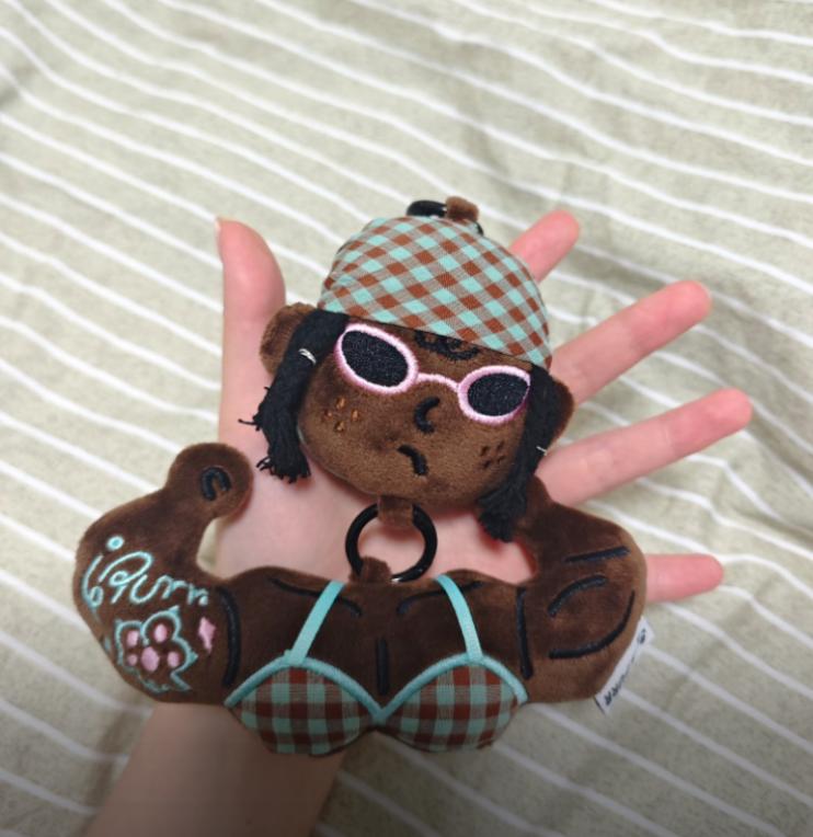 Funny Muscle Girl Plush Keychain for Gym Bags