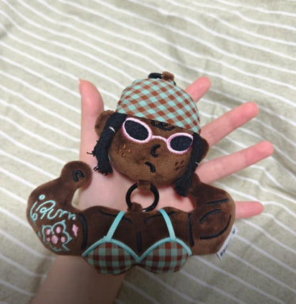 Funny Muscle Girl Plush Keychain for Gym Bags