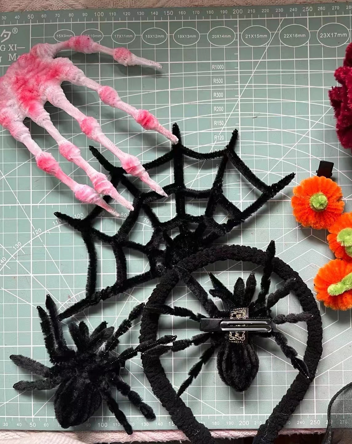 Spooky Accessories for Your Halloween Look:Hair Clips with Spiders, Skulls finger & Pumpkins"