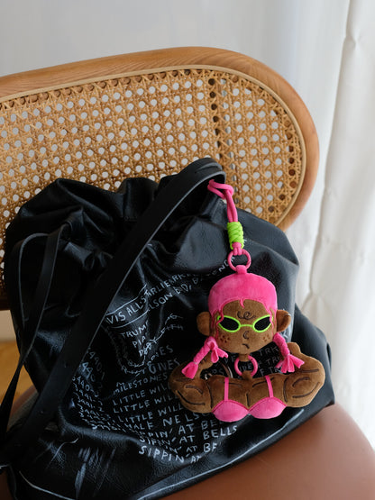 Muscle Girl Plush Bag Charm - Funny Y2K Streetwear Keychain for Gym & Backpack