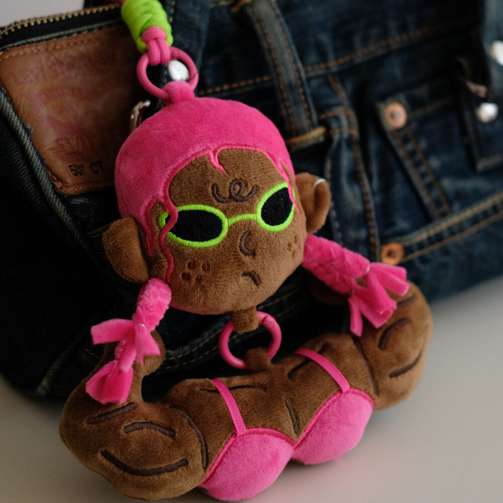 Muscle Girl Plush Bag Charm - Funny Y2K Streetwear Keychain for Gym & Backpack