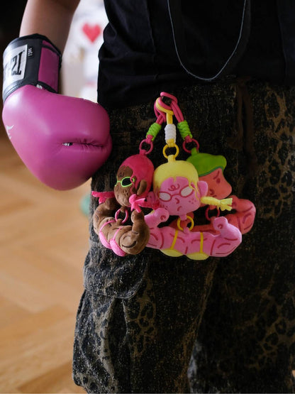 Muscle Girl Plush Bag Charm - Funny Y2K Streetwear Keychain for Gym & Backpack