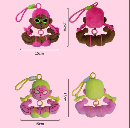 Muscle Girl Plush Bag Charm - Funny Y2K Streetwear Keychain for Gym & Backpack
