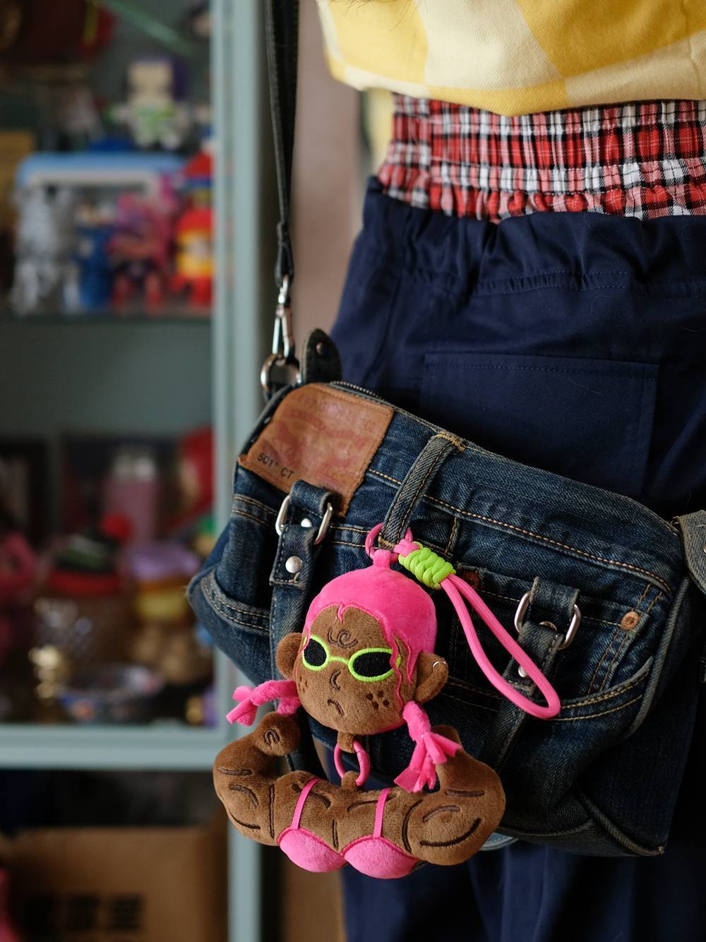 Muscle Girl Plush Bag Charm - Funny Y2K Streetwear Keychain for Gym & Backpack