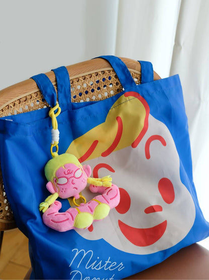 Muscle Girl Plush Bag Charm - Funny Y2K Streetwear Keychain for Gym & Backpack