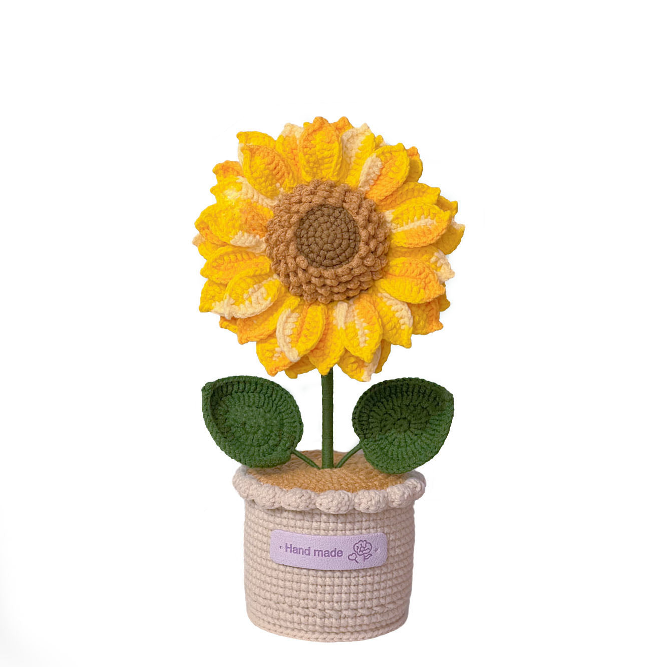 Rotating Crochet Sunflower Bouquet - Handmade Potted Plant Gift